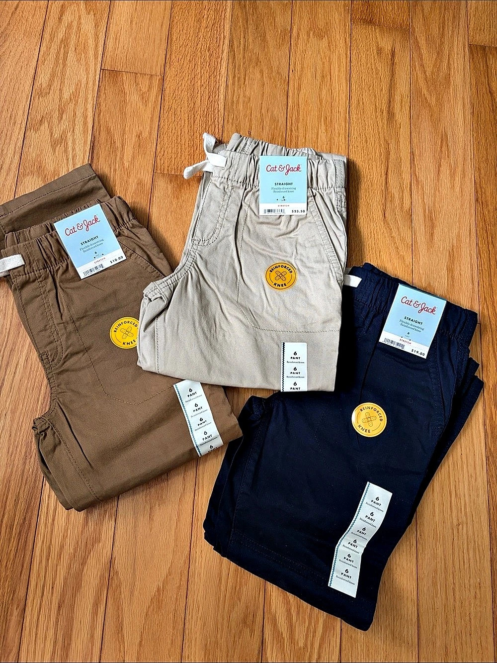 3 Pack Cat & Jack Straight Pants Boys Size 6 NWT